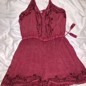 Rose colored boho romper